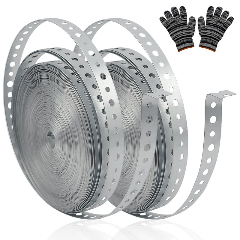 AxiSculpt 2Pack Galvanized Pipe Hanger Strap Metal Pipe Strap 3/4-Inch x 100-Feet 24-Gauge for Pipe Support Metal Strapping with Hole Flexible Trimming - Image 1